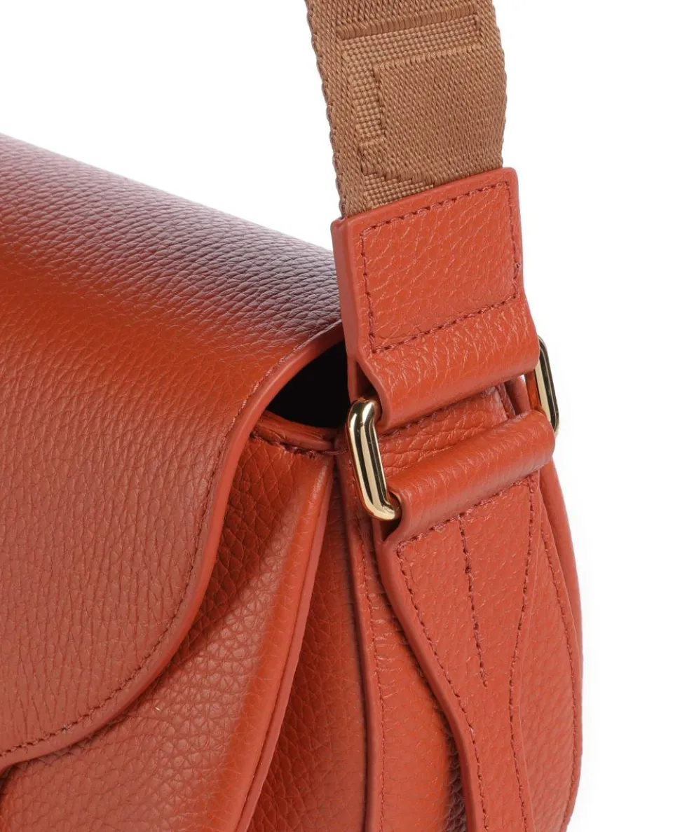 Lotus Mini Umhängetasche genarbtes Leder terrakotta