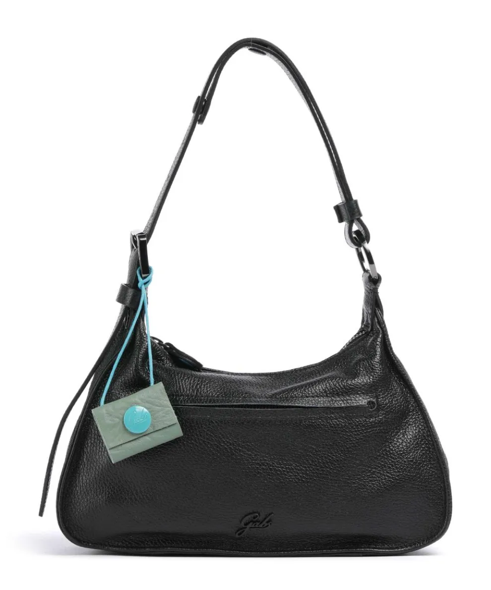 Porto Rico Gala Schultertasche genarbtes Kalbsleder schwarz