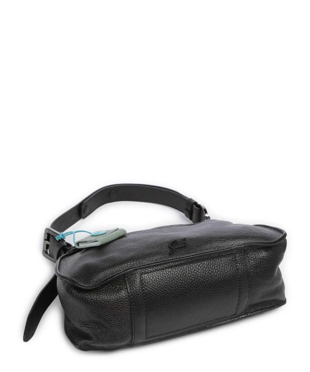 Porto Rico Gala Schultertasche genarbtes Kalbsleder schwarz