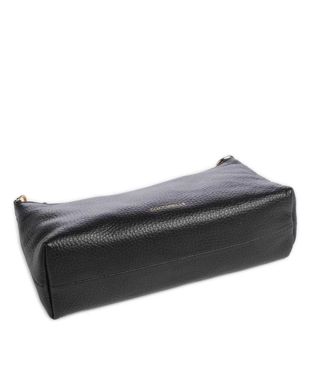 Aura Schultertasche genarbtes Leder schwarz