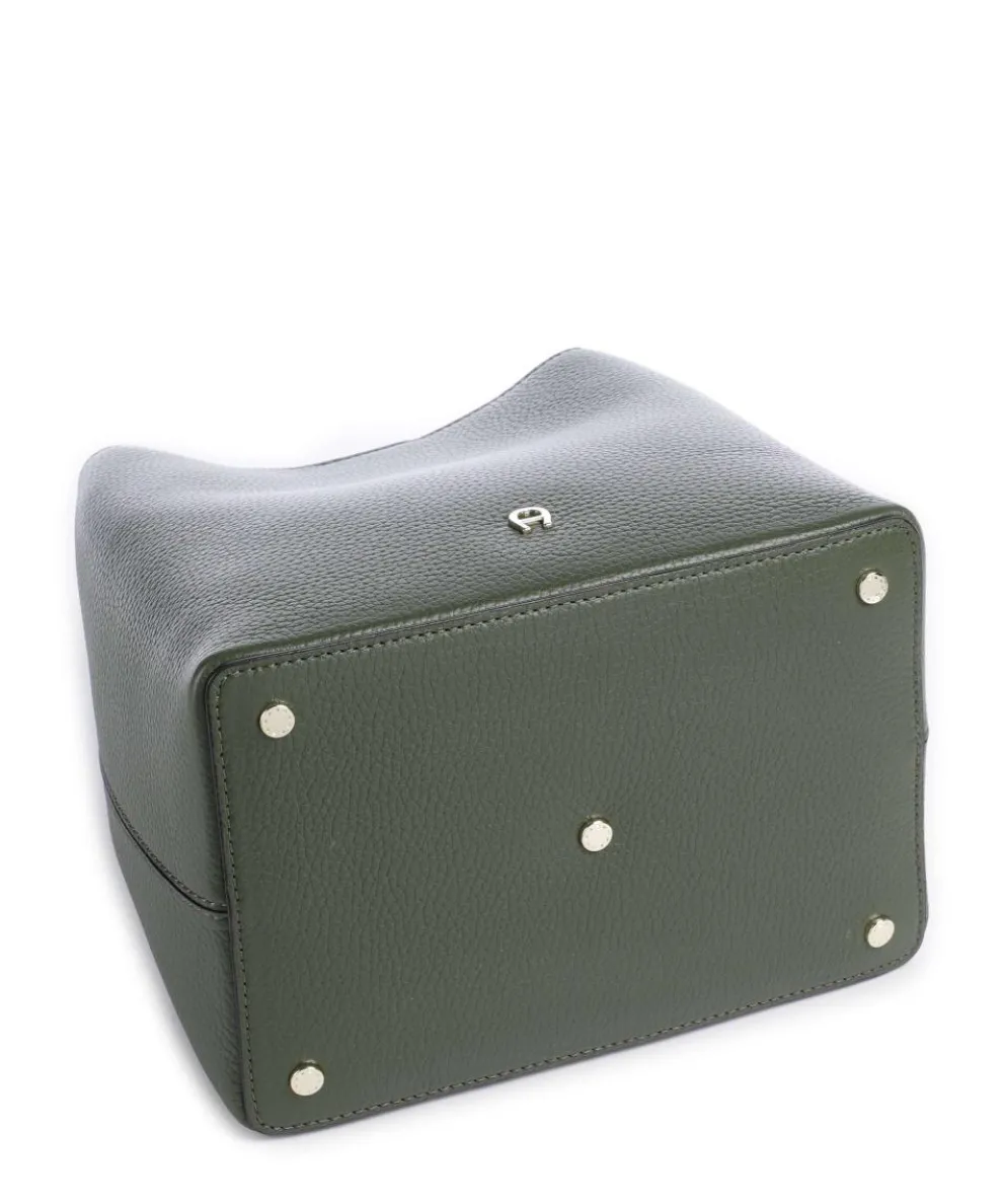 Delia S Bucket bag genarbtes Rindsleder khaki