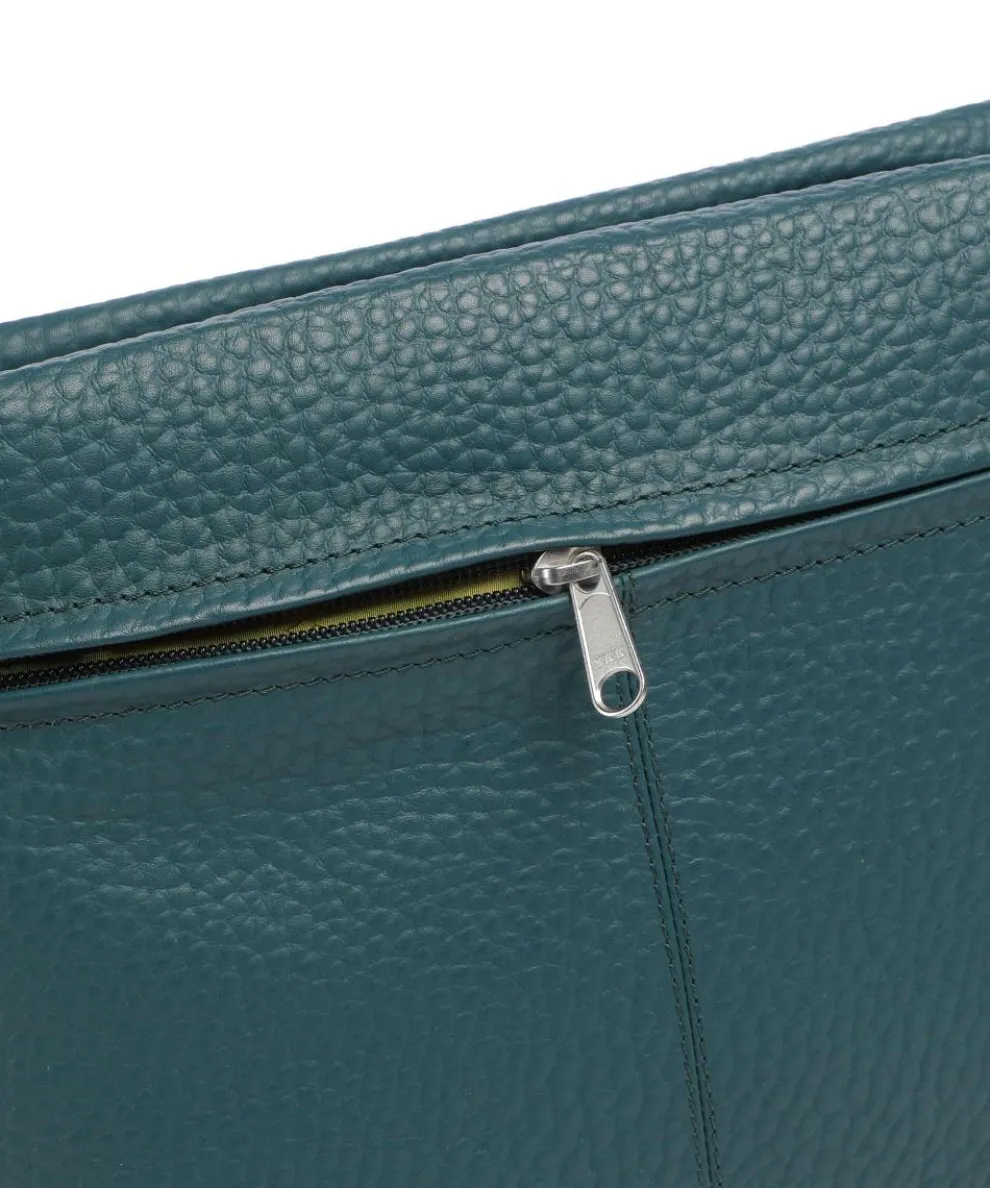 Hirsch Bristol Umhängetasche genarbtes Leder petrol