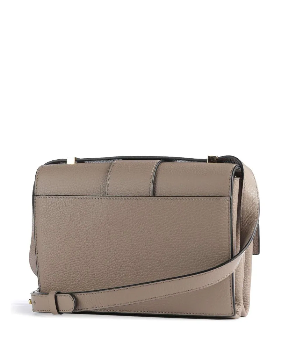 Arlettis Schultertasche genarbtes Leder taupe