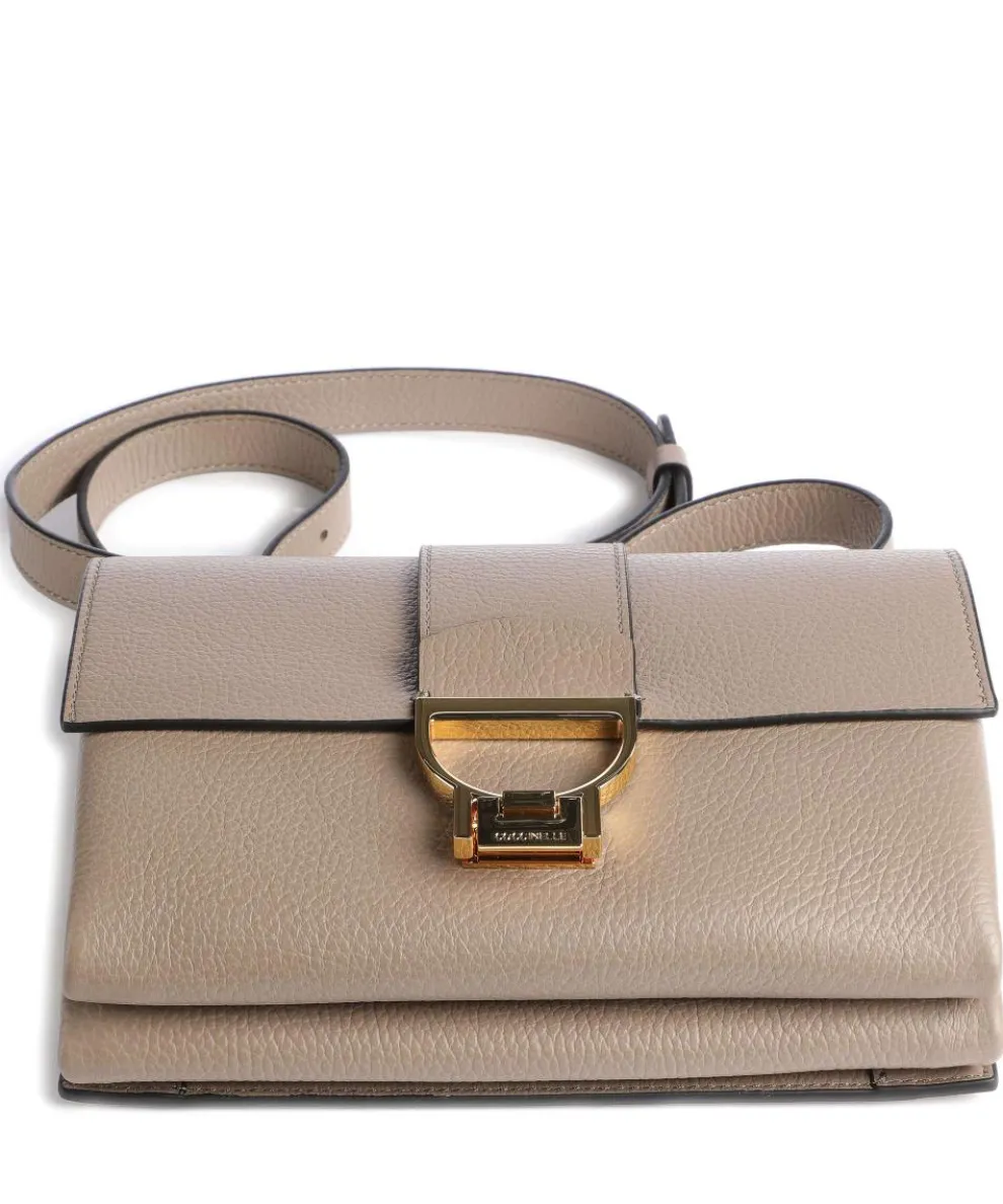 Arlettis Schultertasche genarbtes Leder taupe