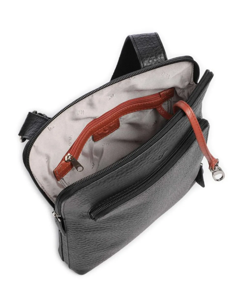 Hirsch Umhängetasche genarbtes Leder schwarz