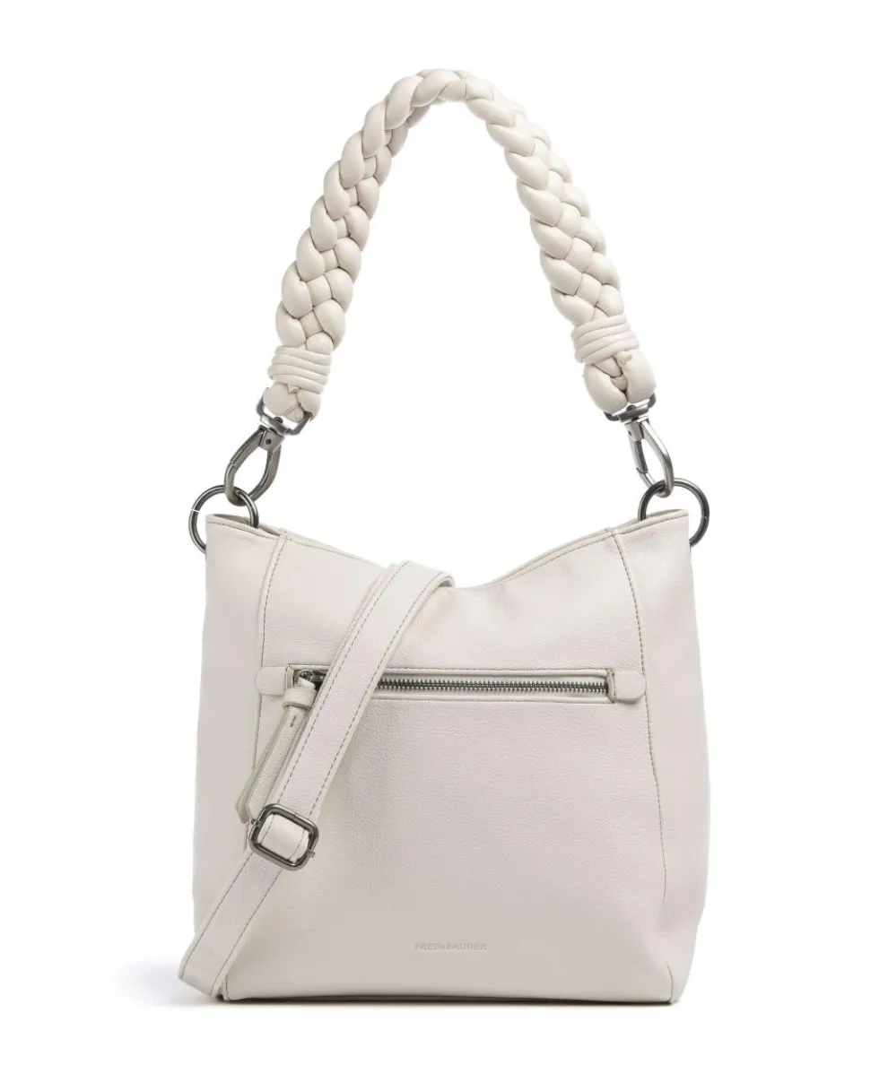 Good Vibes Only Schultertasche genarbtes Leder elfenbein