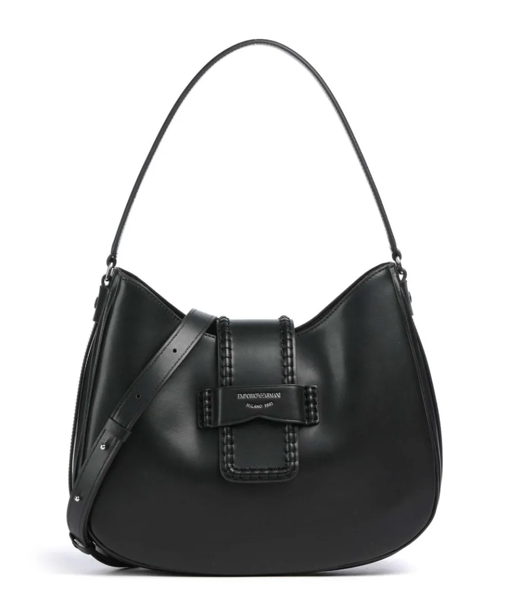 Mina Schultertasche fein genarbtes Rindsleder schwarz