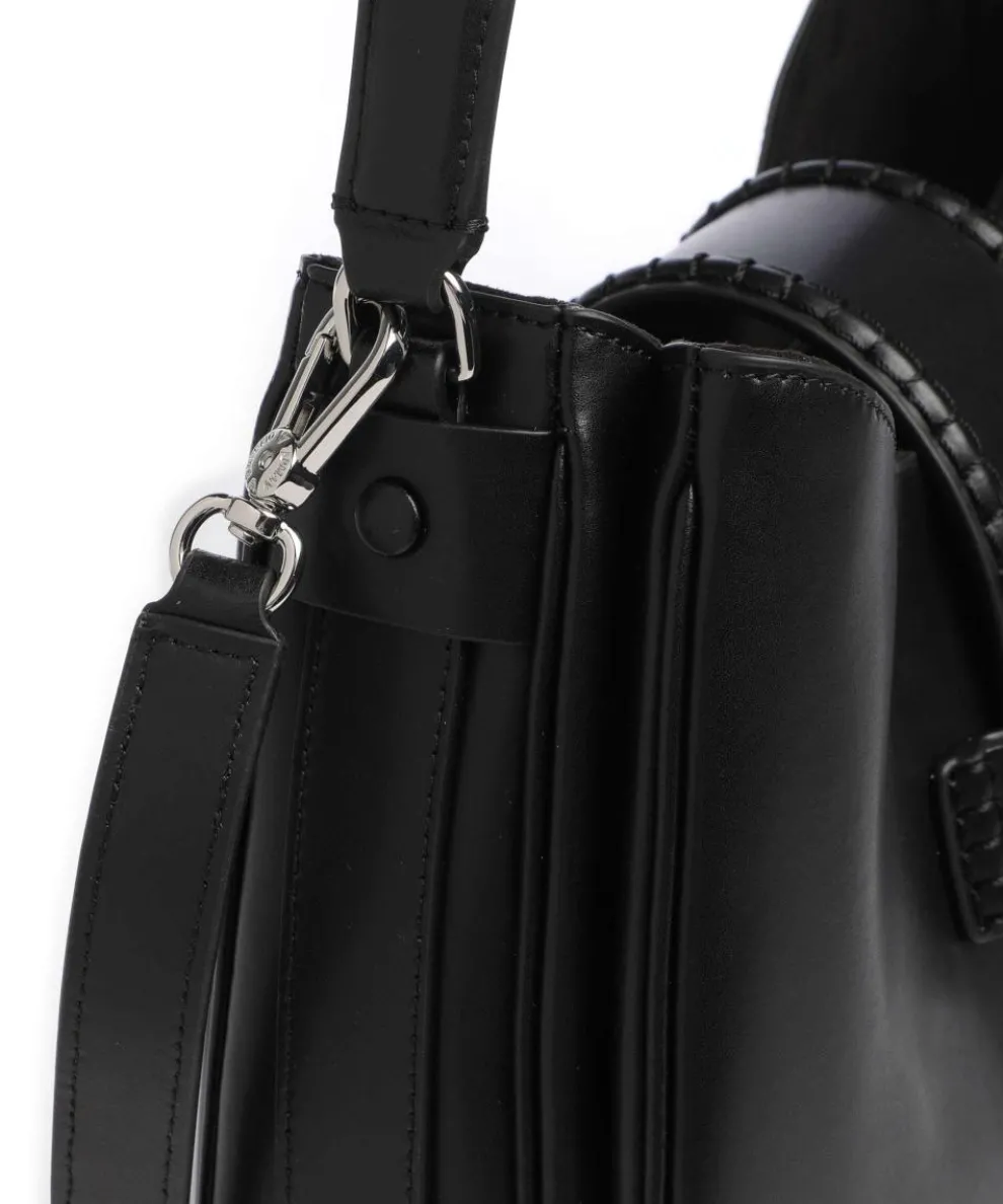 Mina Schultertasche fein genarbtes Rindsleder schwarz