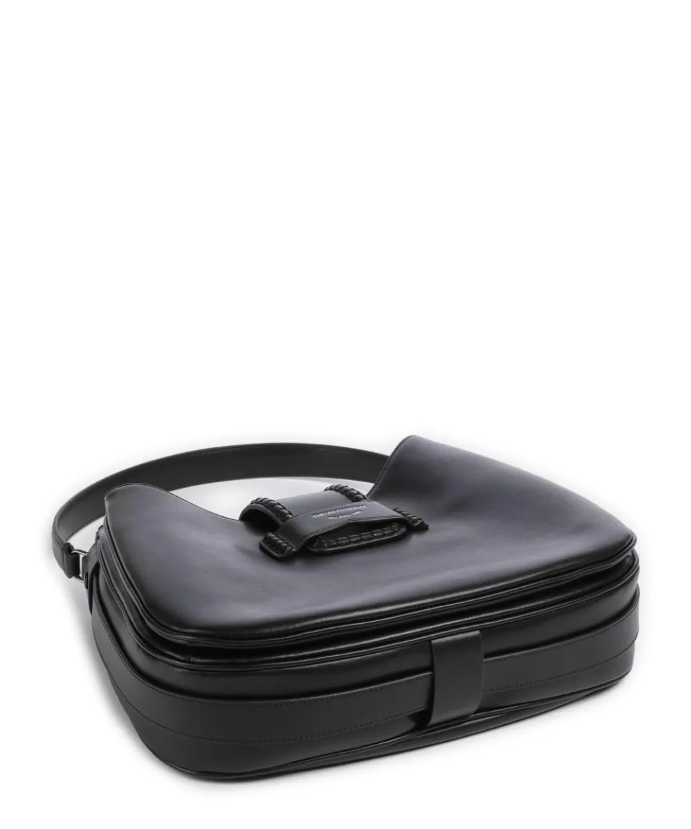 Mina Schultertasche fein genarbtes Rindsleder schwarz