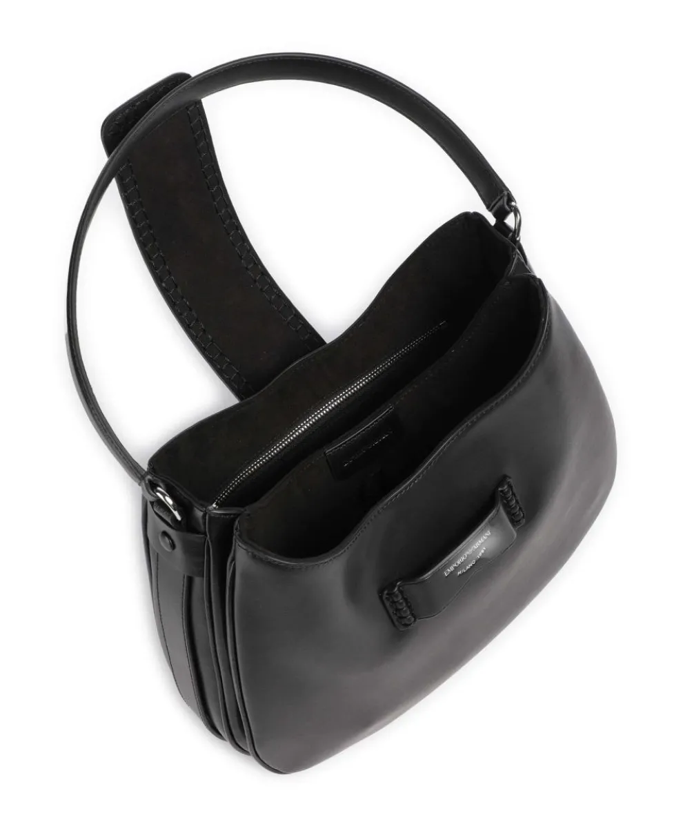 Mina Schultertasche fein genarbtes Rindsleder schwarz