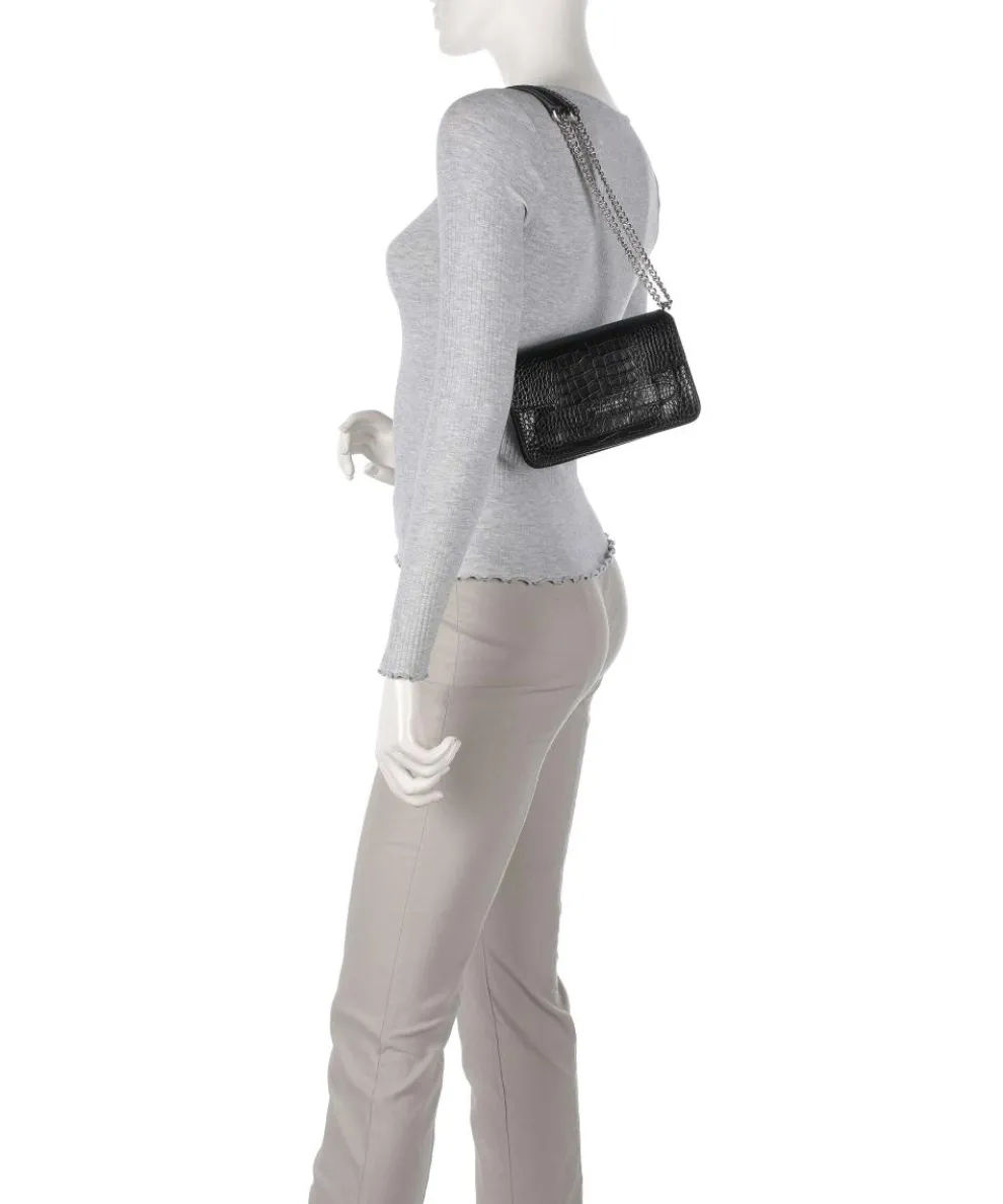 Lucrezia Wow Schultertasche geprägtes Rindsleder schwarz