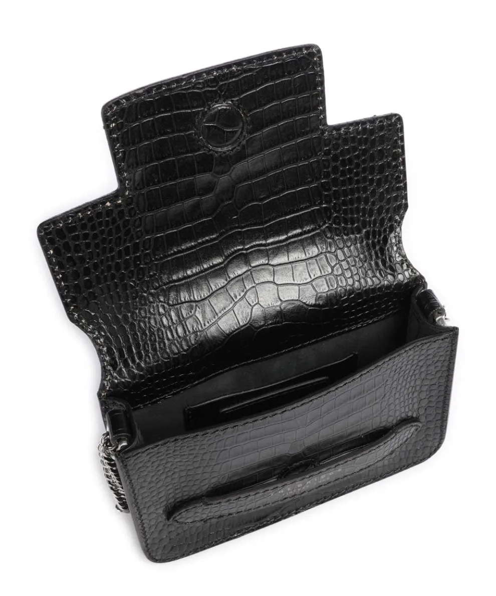 Lucrezia Wow Schultertasche geprägtes Rindsleder schwarz