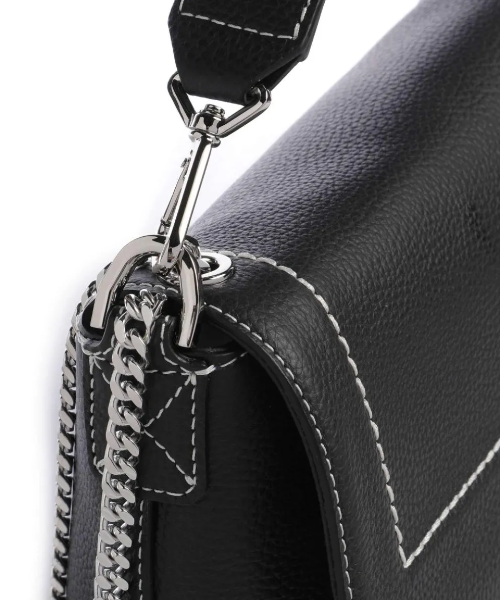 Ninon M Schultertasche genarbtes Rindsleder schwarz
