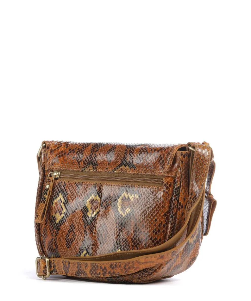 Vintage Veda Umhängetasche fein genarbtes Leder braun