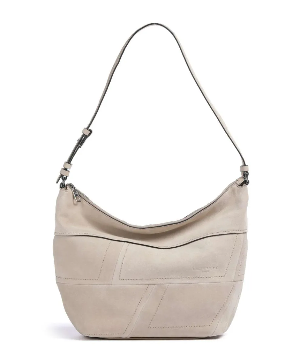 Edda Promo Suede M Beuteltasche aufgerautes Leder, fein genarbtes Leder beige