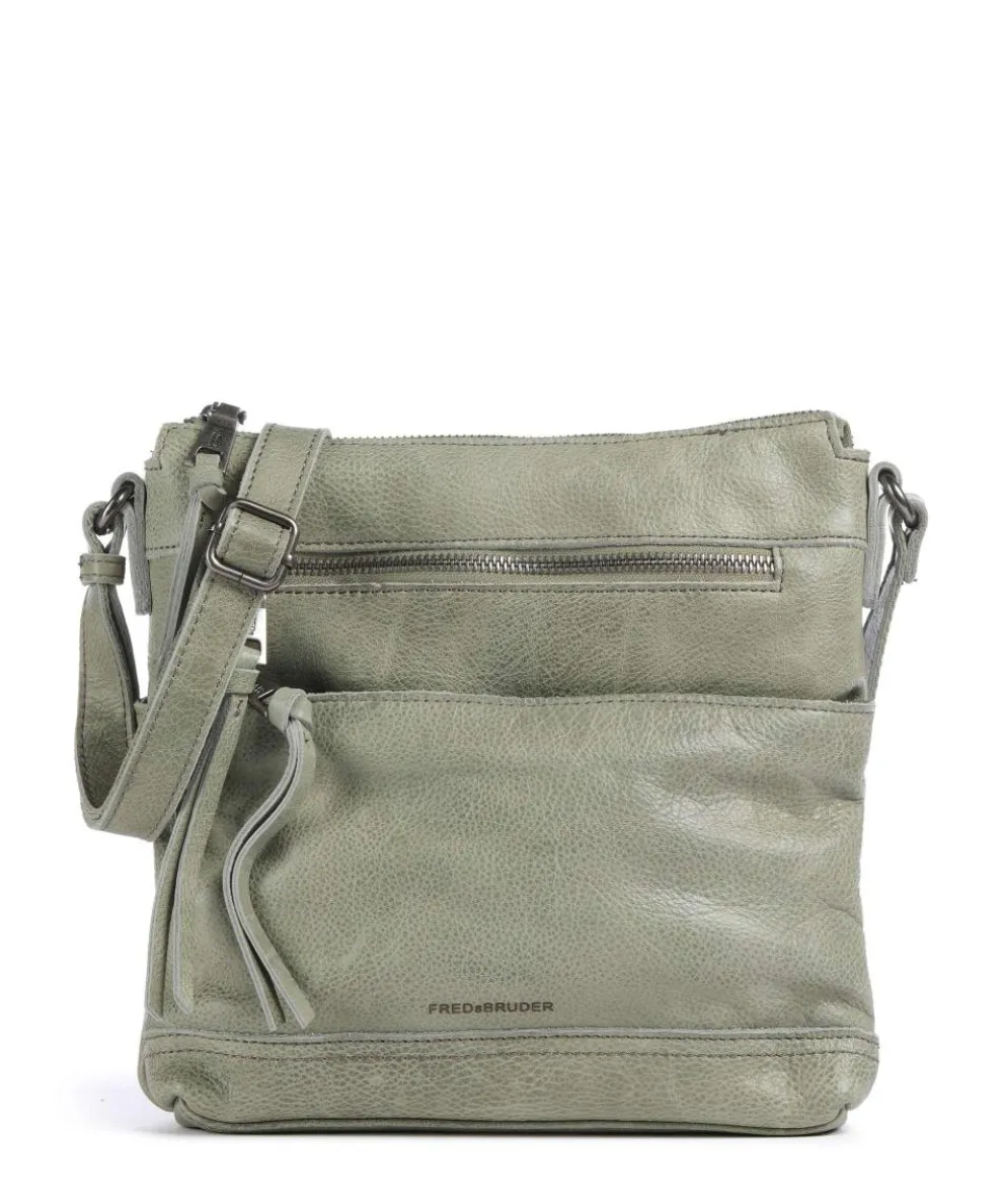 My old Friend Umhängetasche genarbtes Leder graugrün