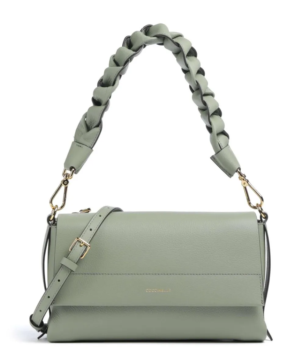 Boheme Grana Double Schultertasche genarbtes Rindsleder graugrün