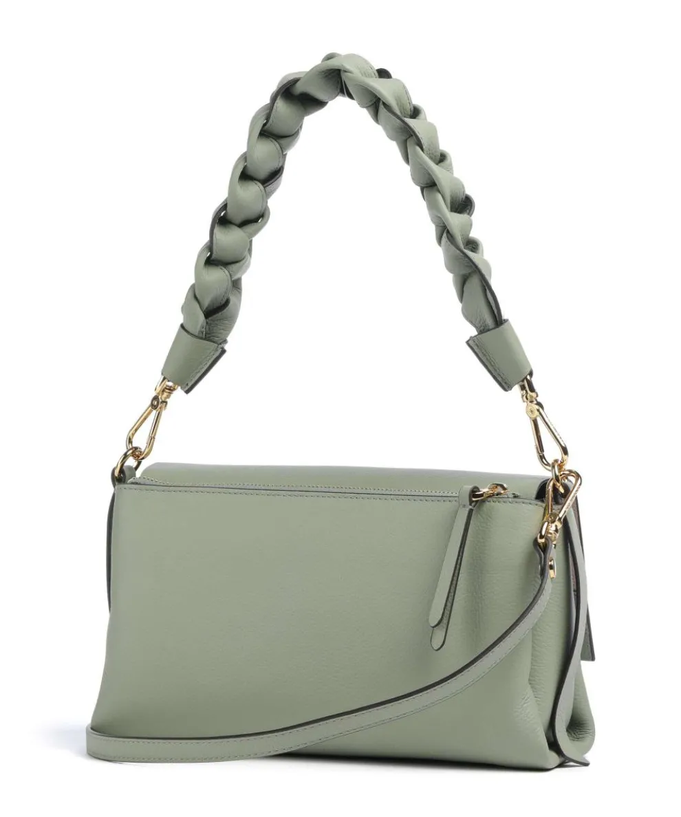 Boheme Grana Double Schultertasche genarbtes Rindsleder graugrün