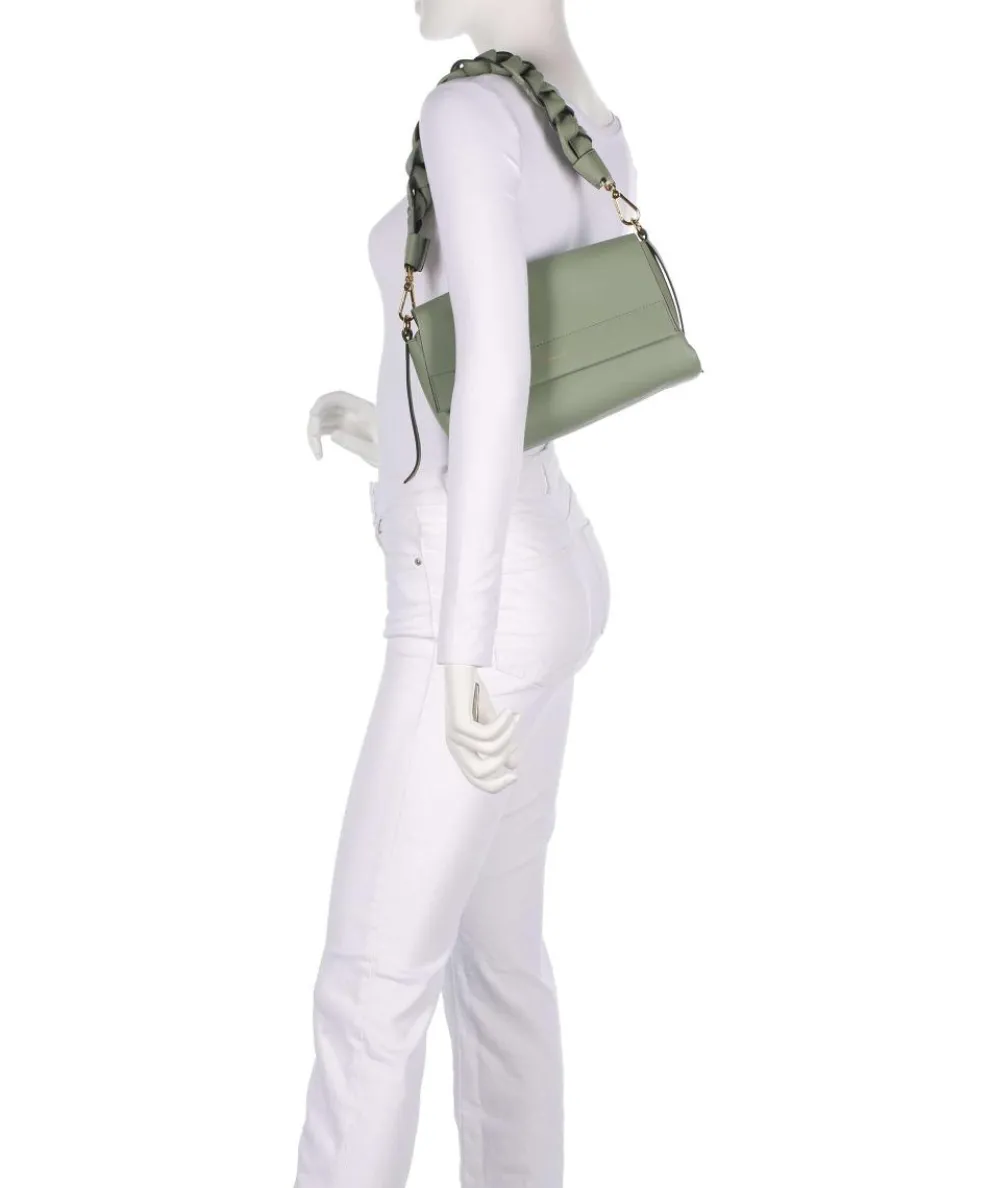 Boheme Grana Double Schultertasche genarbtes Rindsleder graugrün