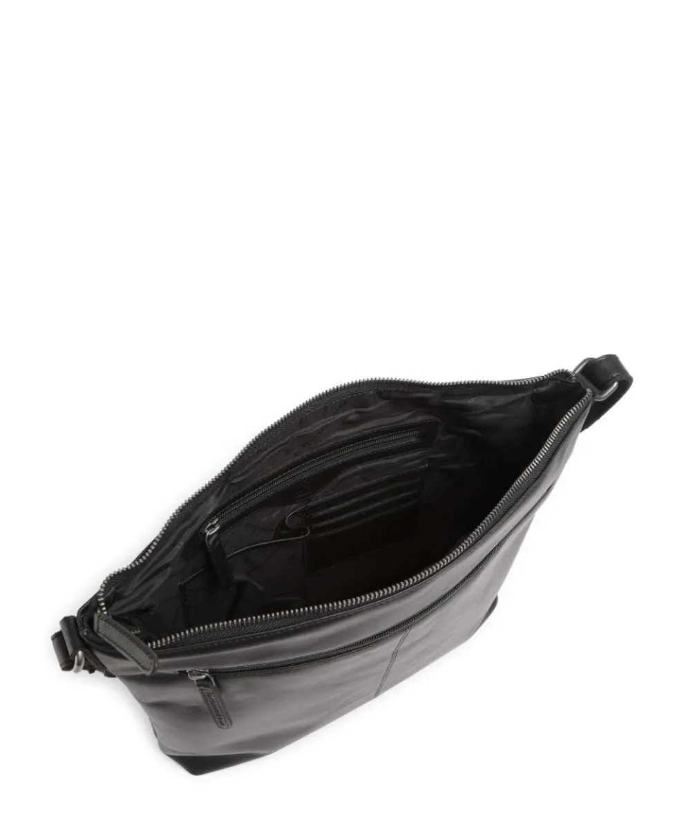 Cow Wax Pull Up Cartagena Umhängetasche Rindsleder schwarz