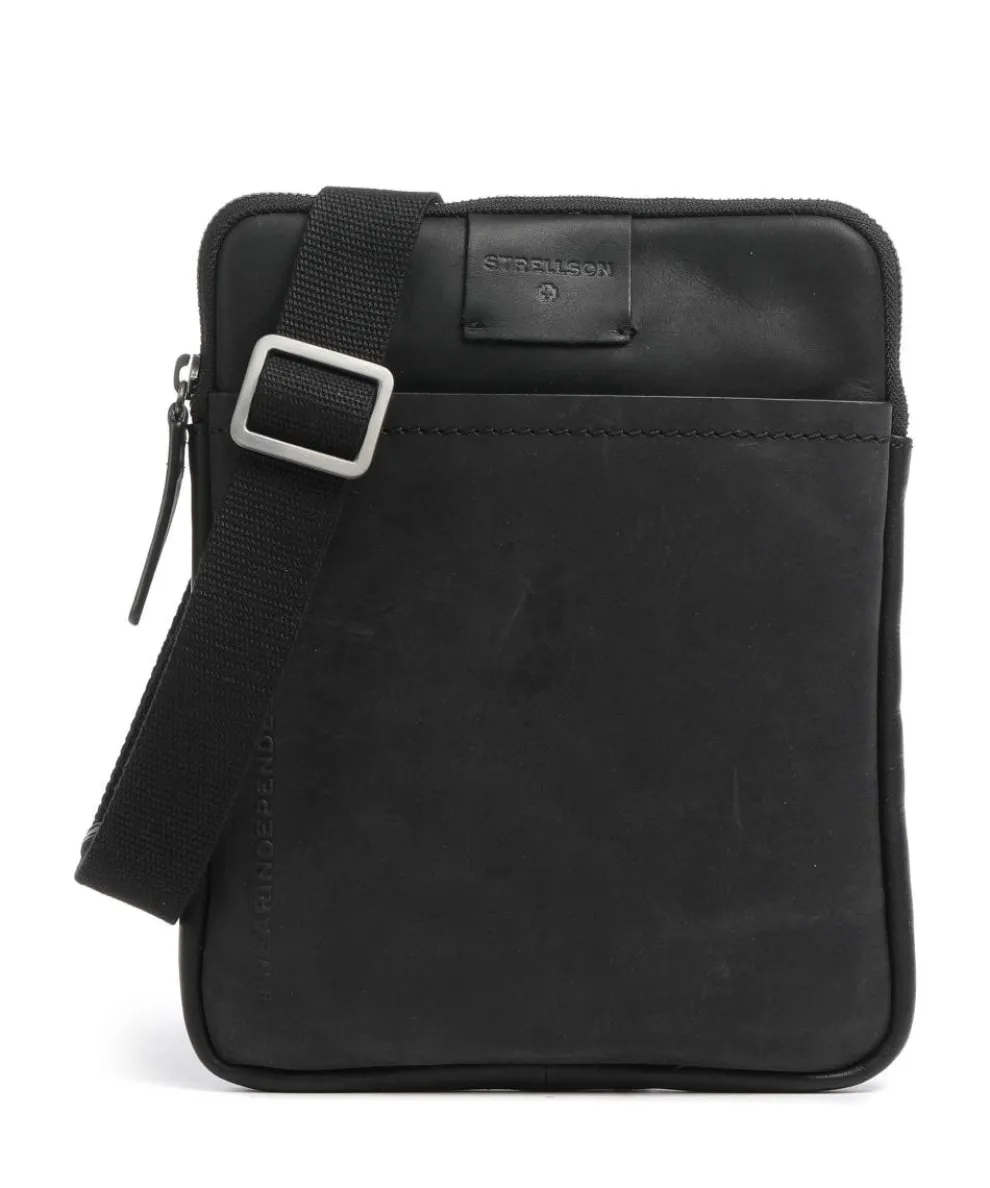 Brick Lane Umhängetasche fein genarbtes Rindsleder schwarz