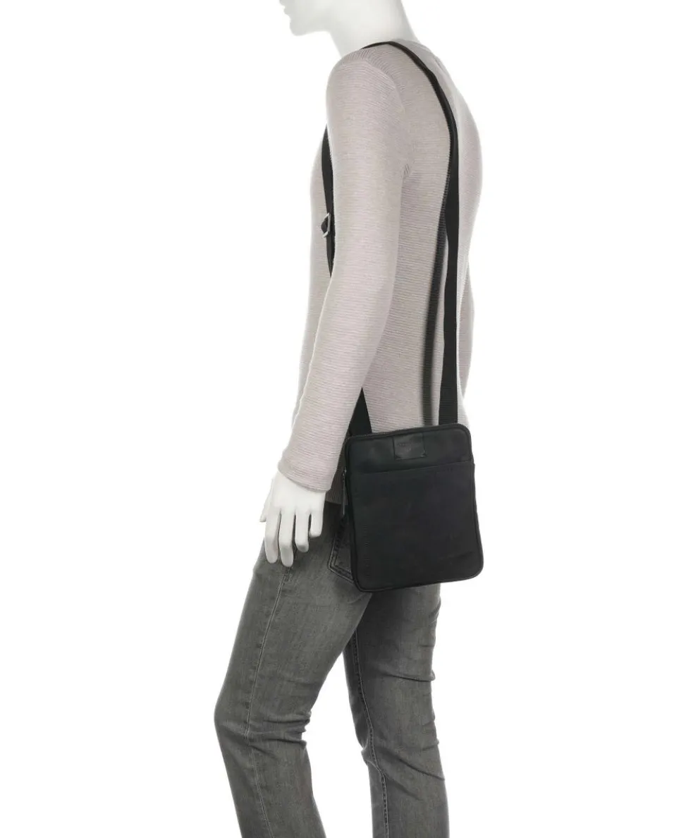 Brick Lane Umhängetasche fein genarbtes Rindsleder schwarz