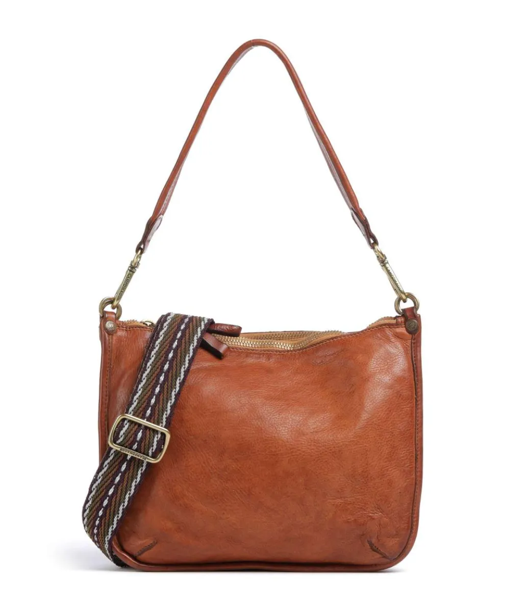 Schultertasche genarbtes Rindsleder cognac