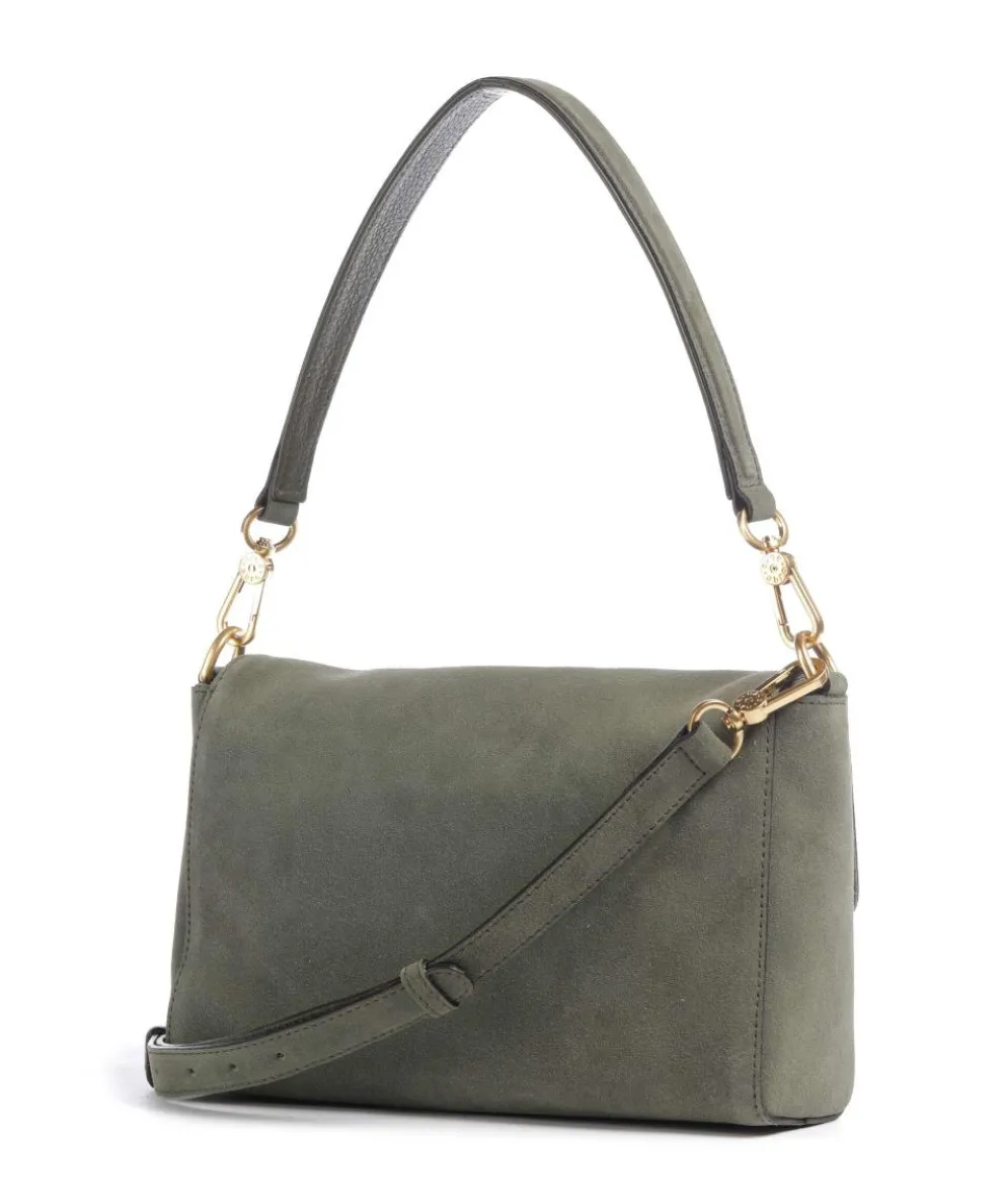 Suede Temi Schultertasche aufgerautes Leder khaki