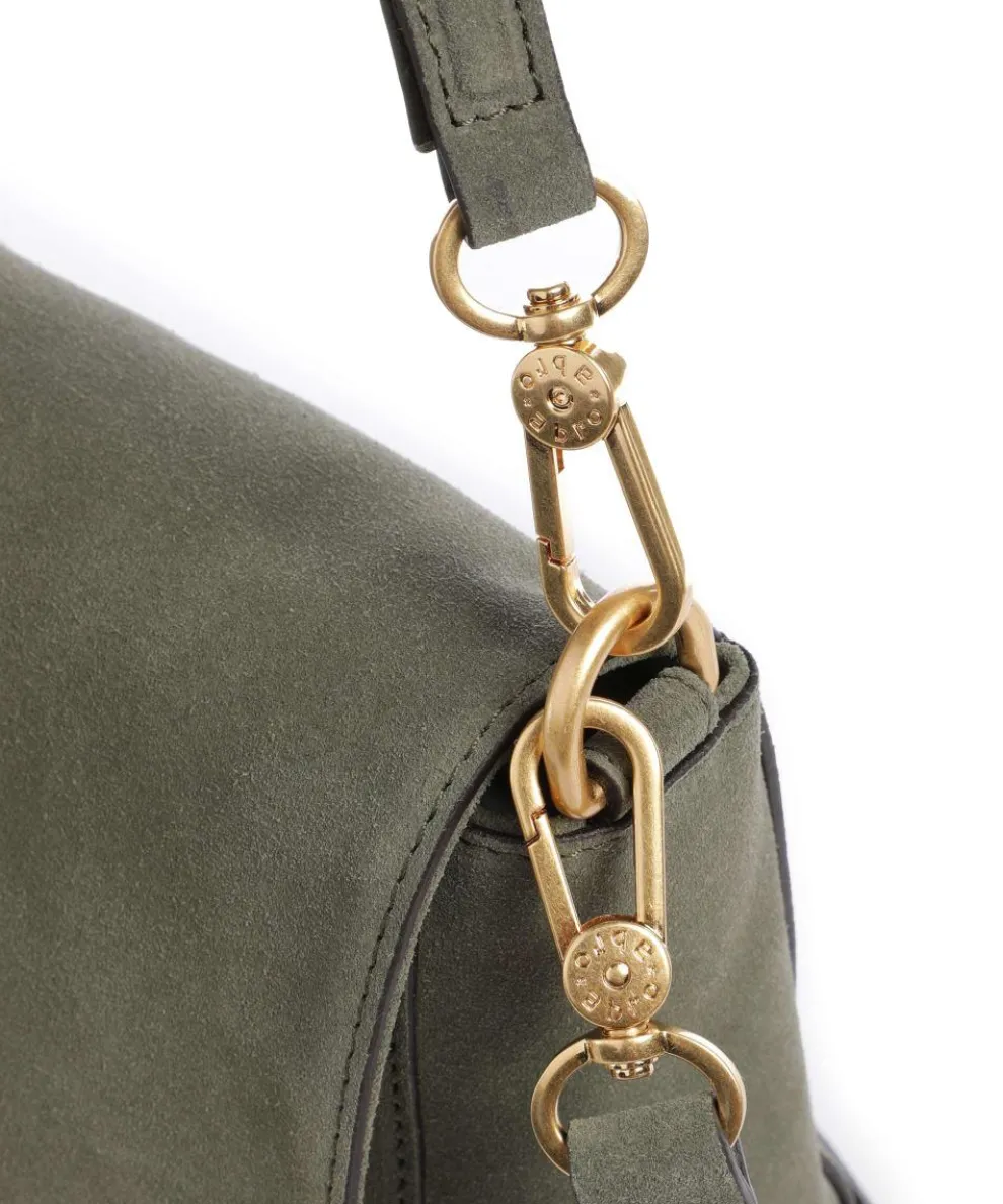Suede Temi Schultertasche aufgerautes Leder khaki