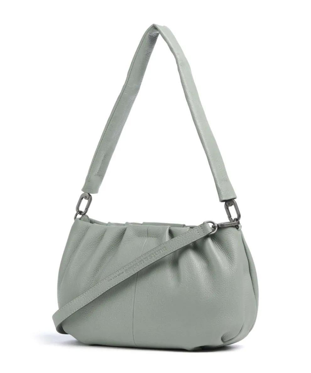 Philocalists Pearl Schultertasche genarbtes Leder grünblau