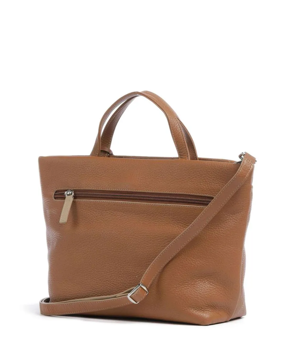 Pienza Handtasche genarbtes Leder cognac
