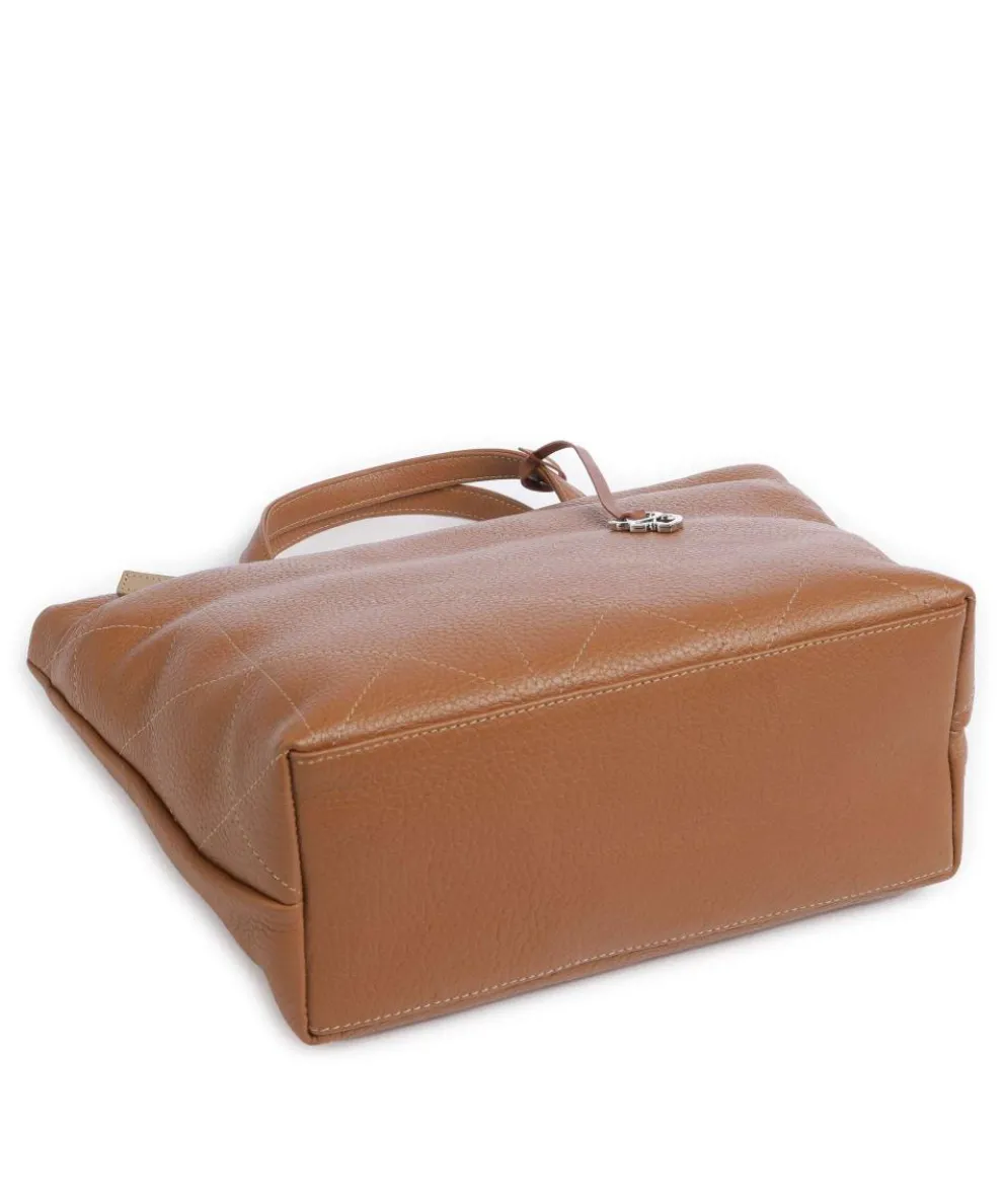Pienza Handtasche genarbtes Leder cognac
