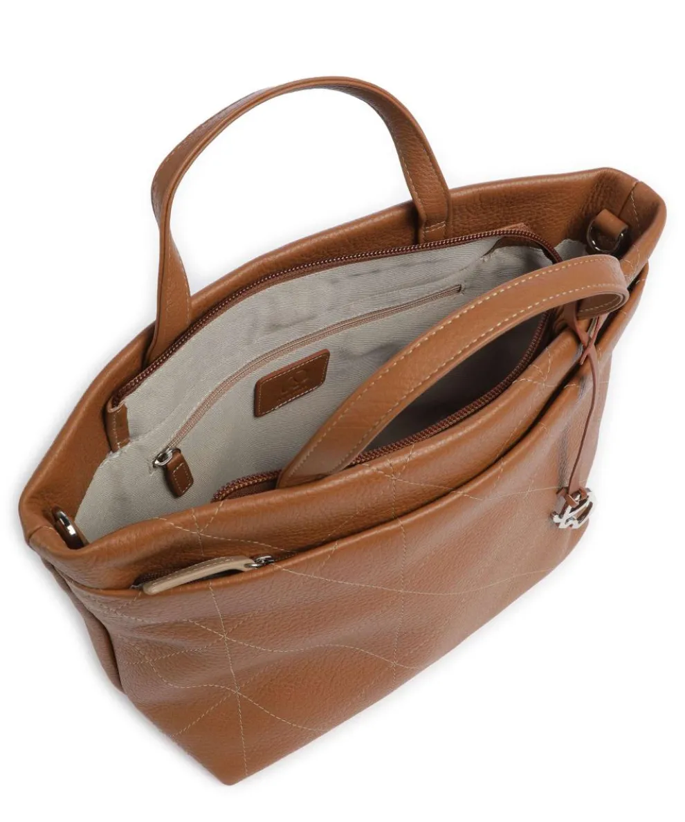 Pienza Handtasche genarbtes Leder cognac