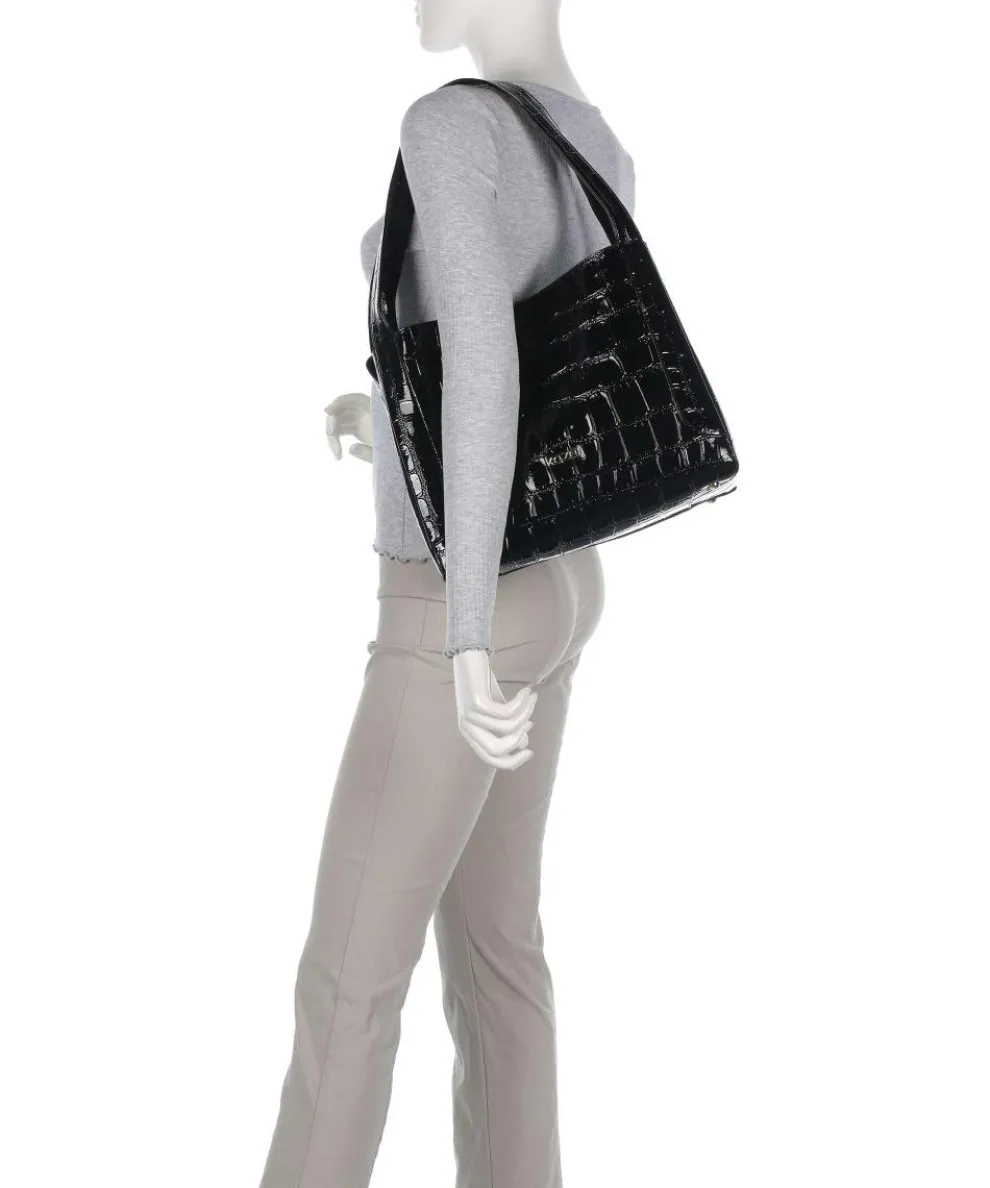 Ange Beuteltasche geprägtes Leder schwarz