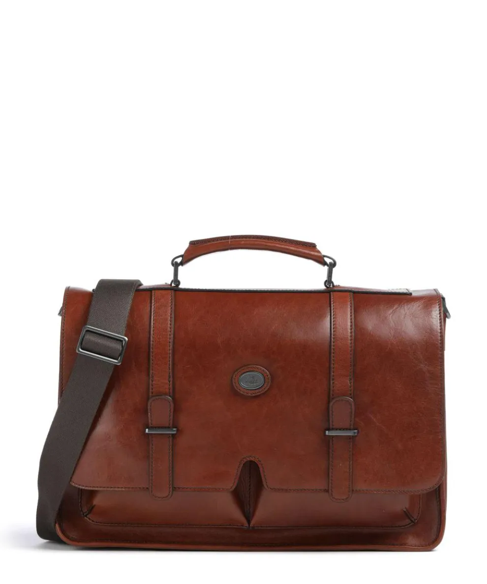 Isaia Aktentasche 14″ fein genarbtes Rindsleder braun