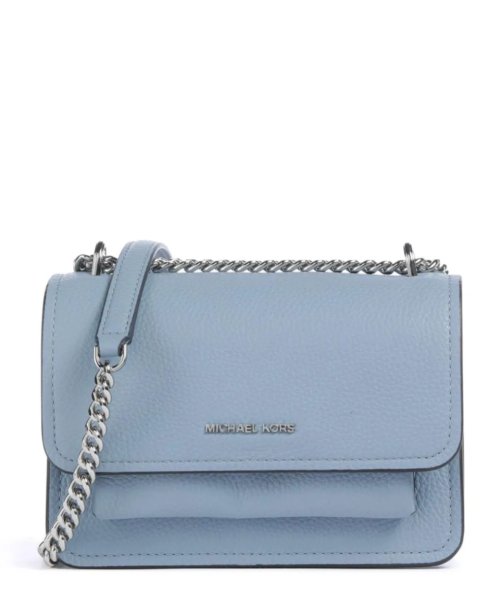 Claire Small Schultertasche genarbtes Rindsleder hellblau