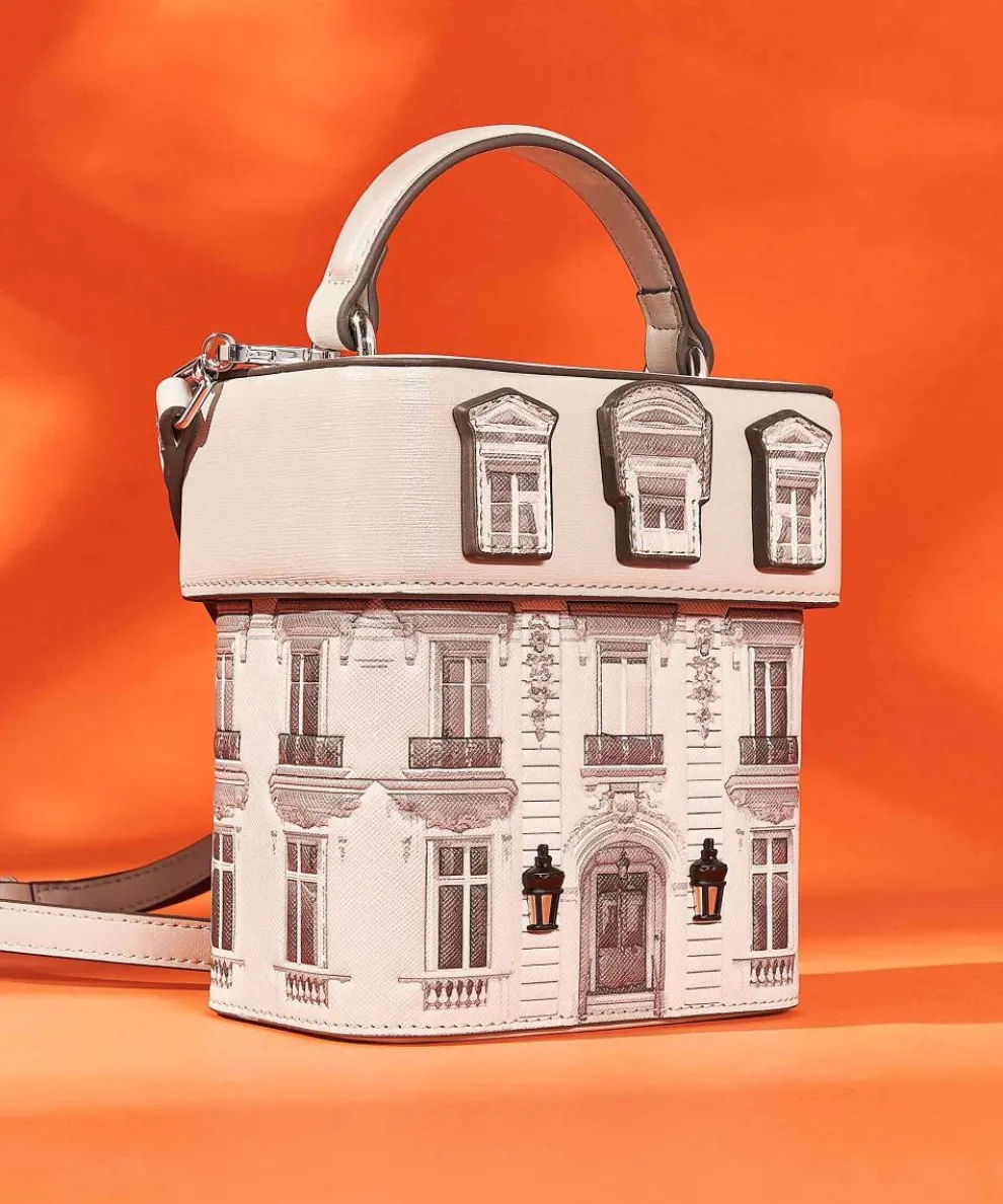 K/Rue St Guillaume Umhängetasche Lederimitat hellgrau