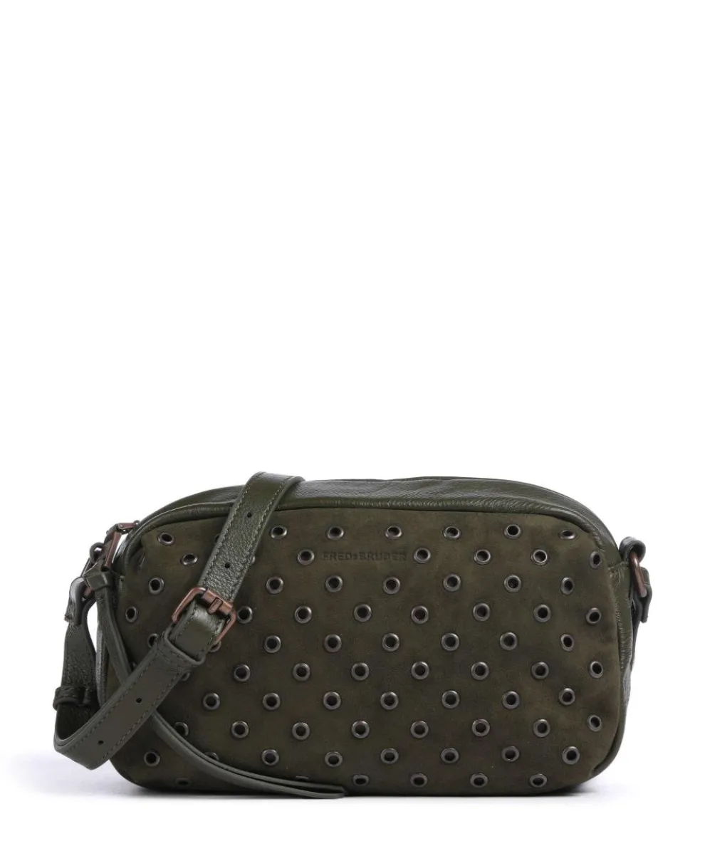 Hey You Rock Umhängetasche genarbtes Leder, aufgerautes Leder olivgrün