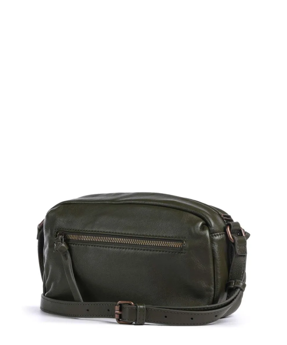 Hey You Rock Umhängetasche genarbtes Leder, aufgerautes Leder olivgrün