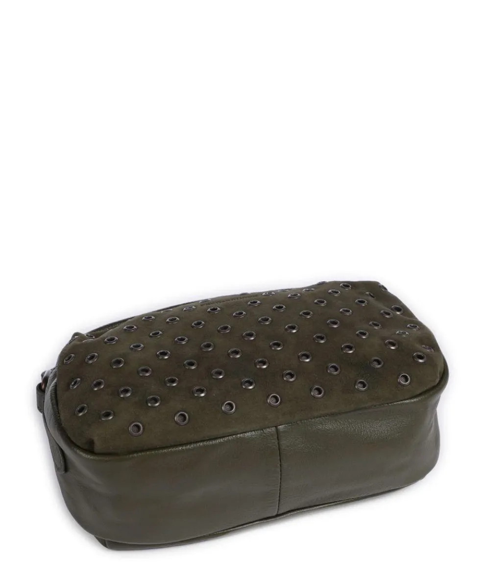 Hey You Rock Umhängetasche genarbtes Leder, aufgerautes Leder olivgrün