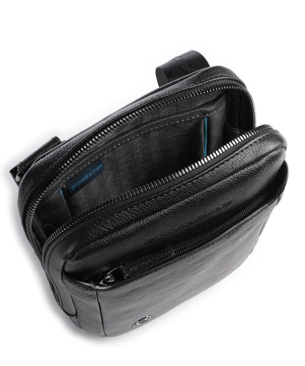 Black Square Umhängetasche genarbtes Rindsleder schwarz