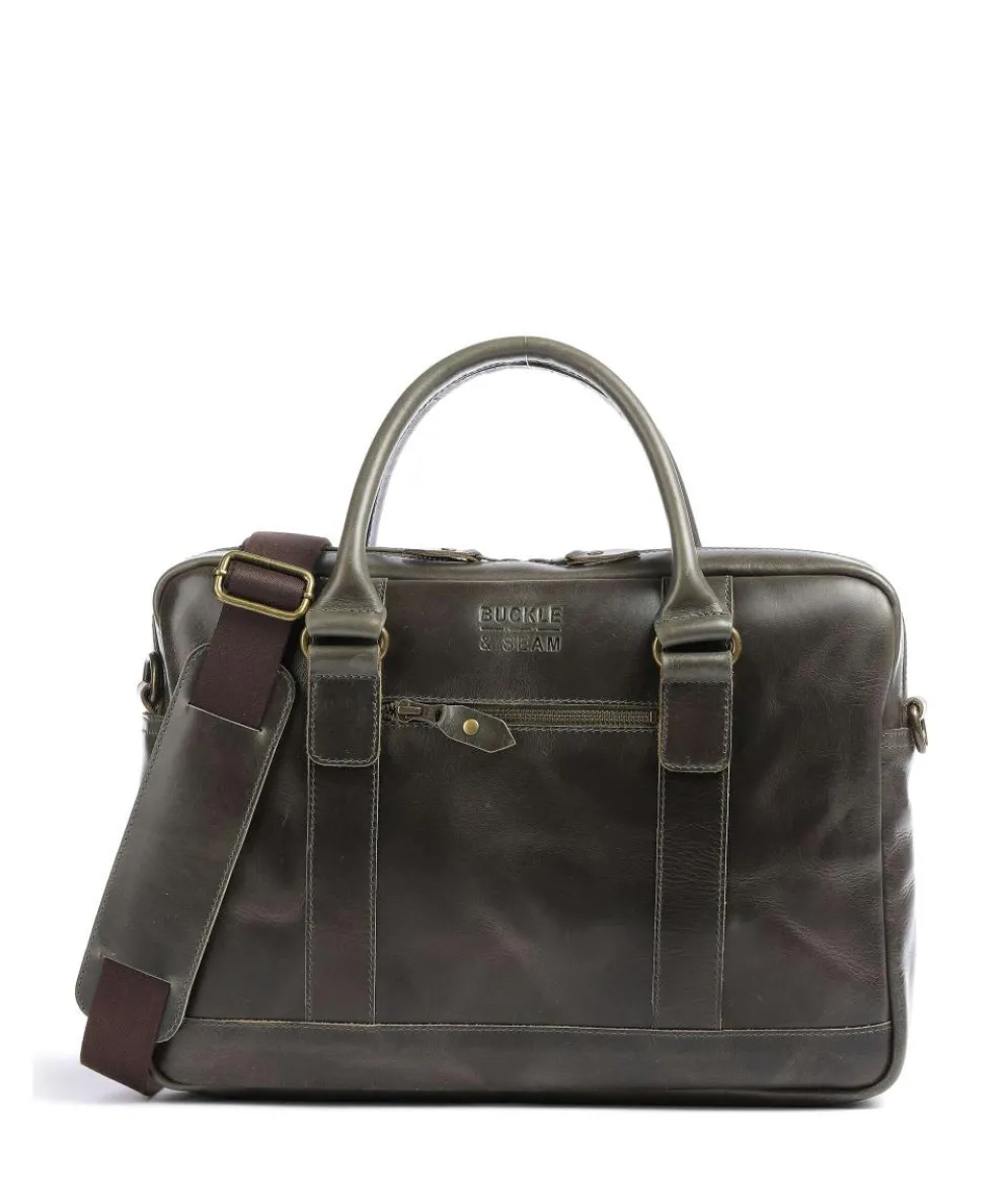 Crazy Horse Everett Aktentasche 16″ fein genarbtes Rindsleder grün