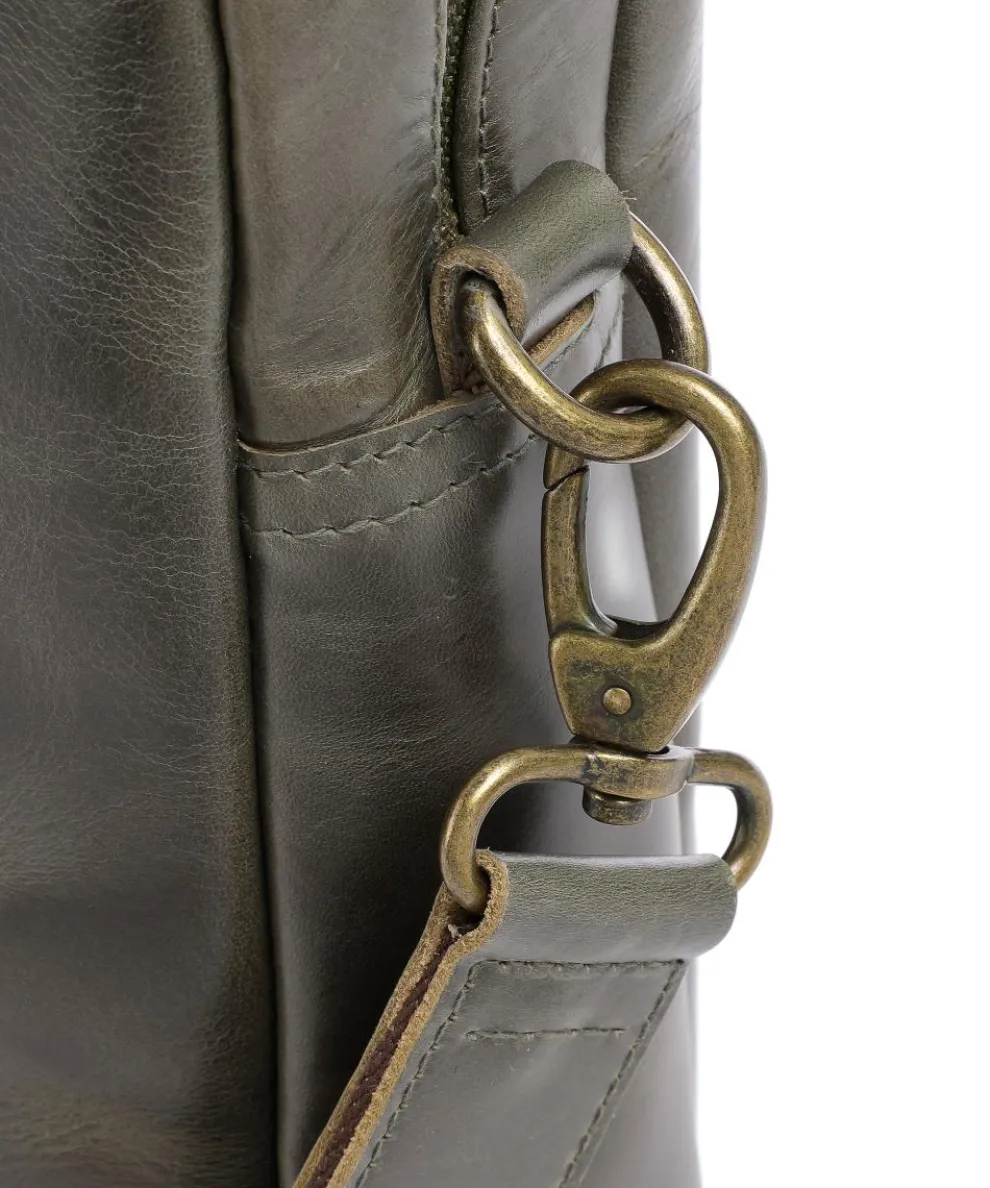 Crazy Horse Everett Aktentasche 16″ fein genarbtes Rindsleder grün