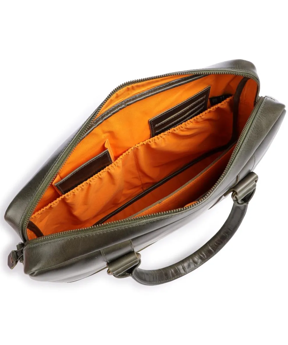Crazy Horse Everett Aktentasche 16″ fein genarbtes Rindsleder grün