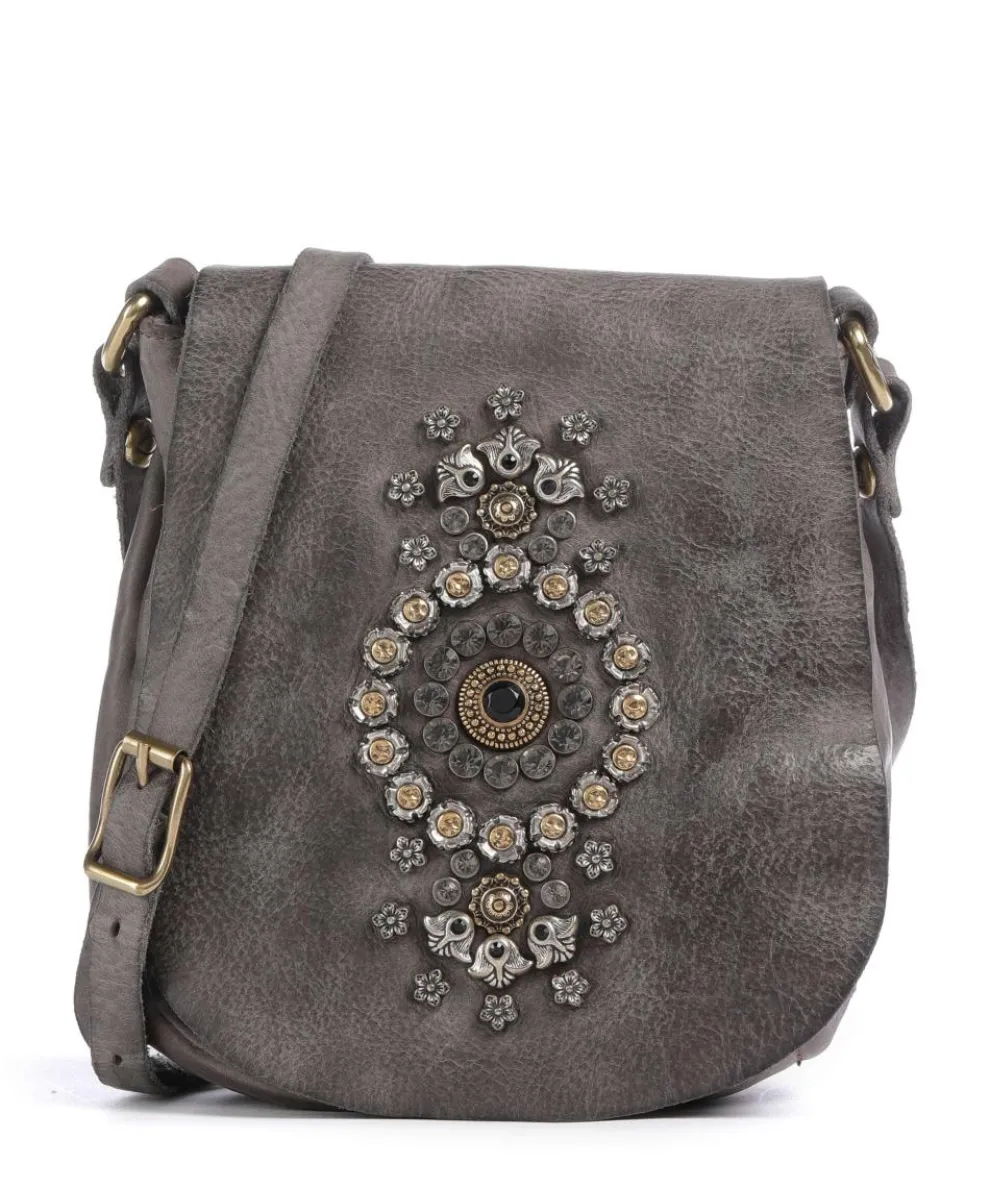 Umhängetasche fein genarbtes Rindsleder stein