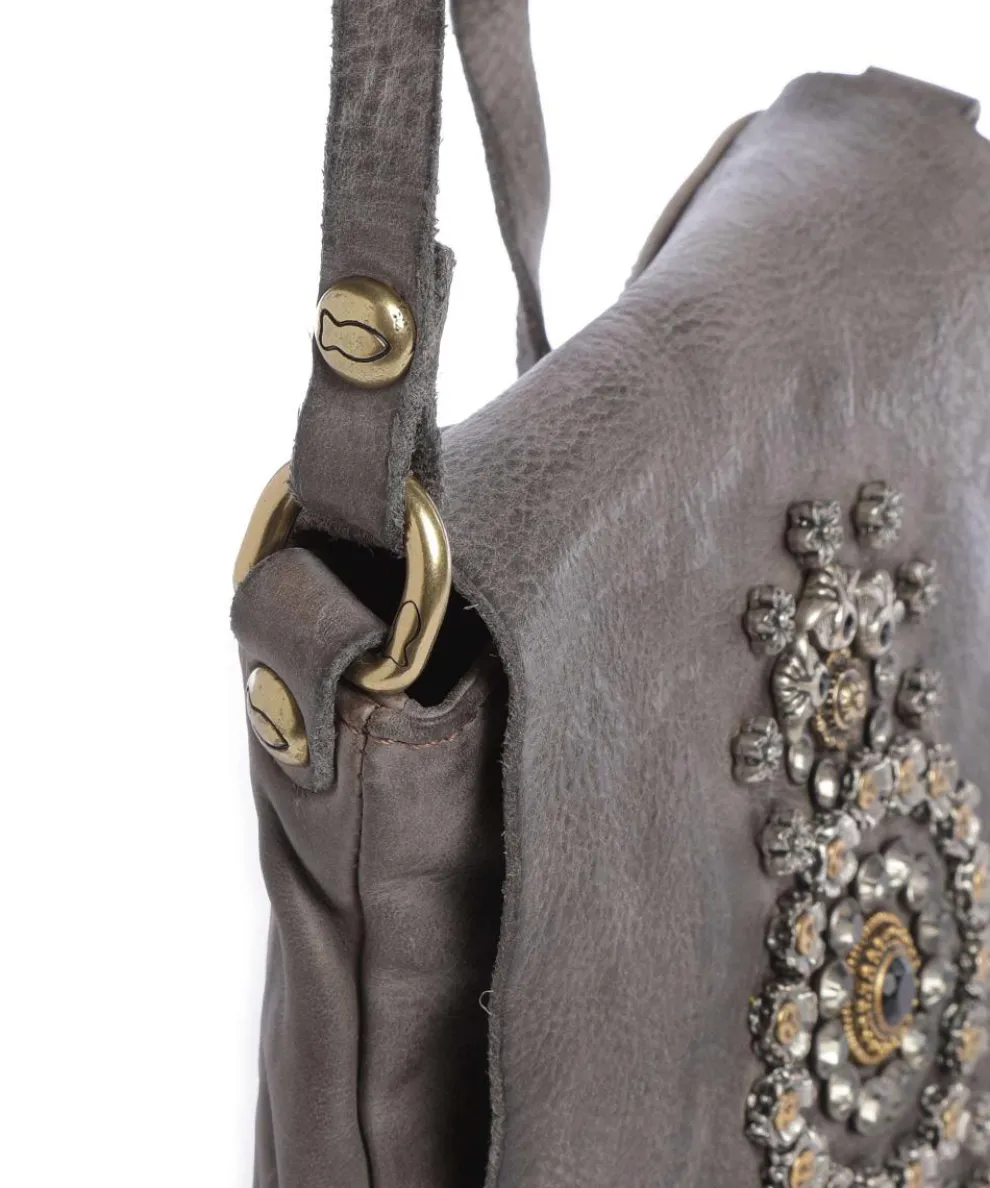 Umhängetasche fein genarbtes Rindsleder stein