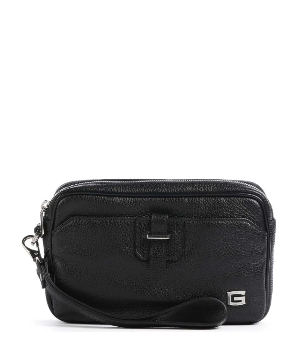 Handgelenktasche genarbtes Kalbsleder schwarz