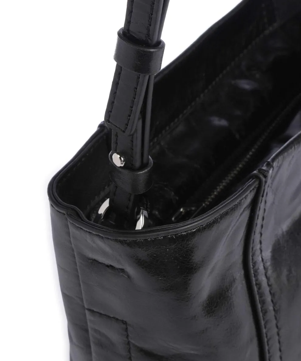 Chudy Paper Touch Crinkle S Umhängetasche Nappa Kalbsleder schwarz