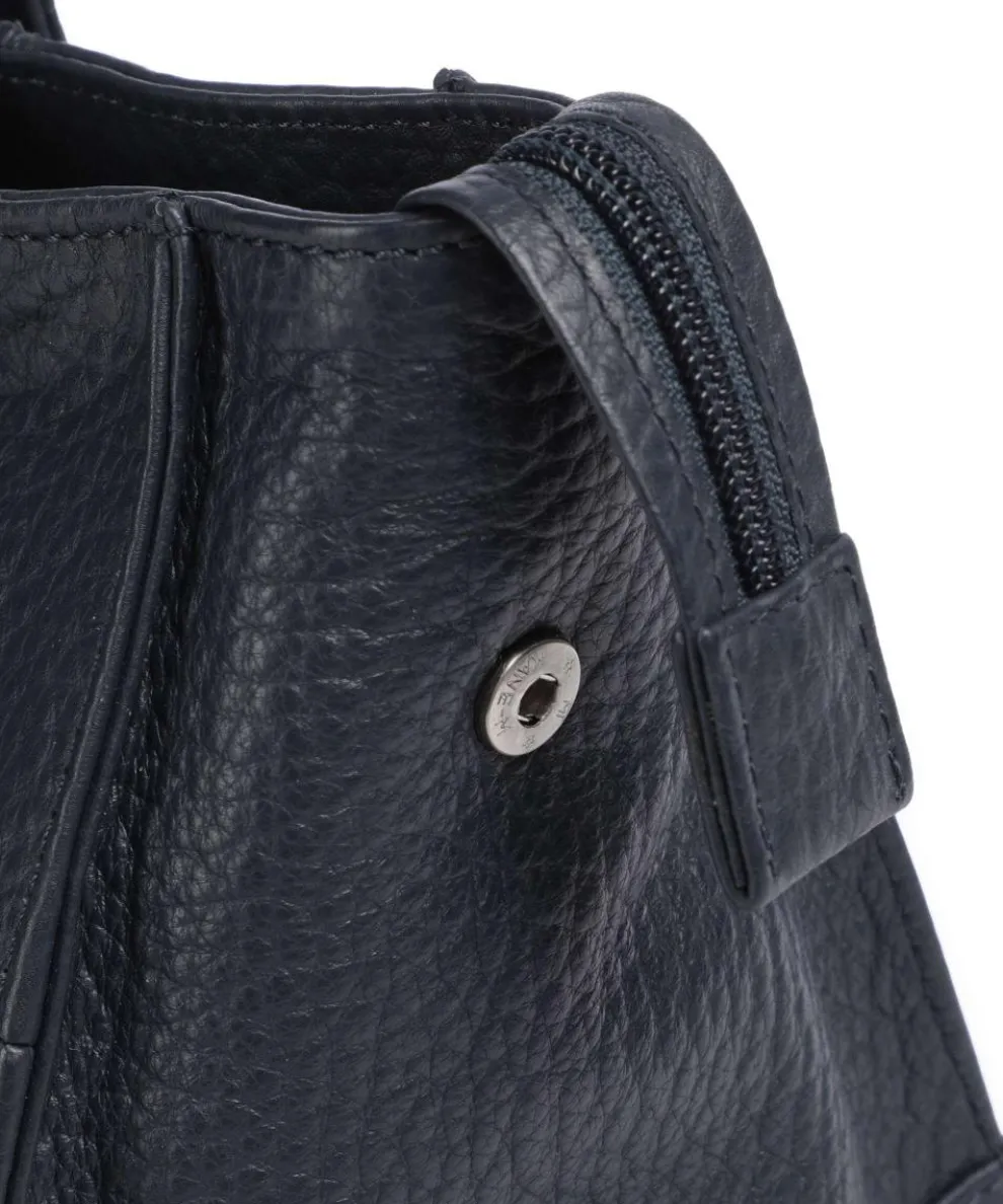 Hirsch Mandira Schultertasche genarbtes Leder graublau