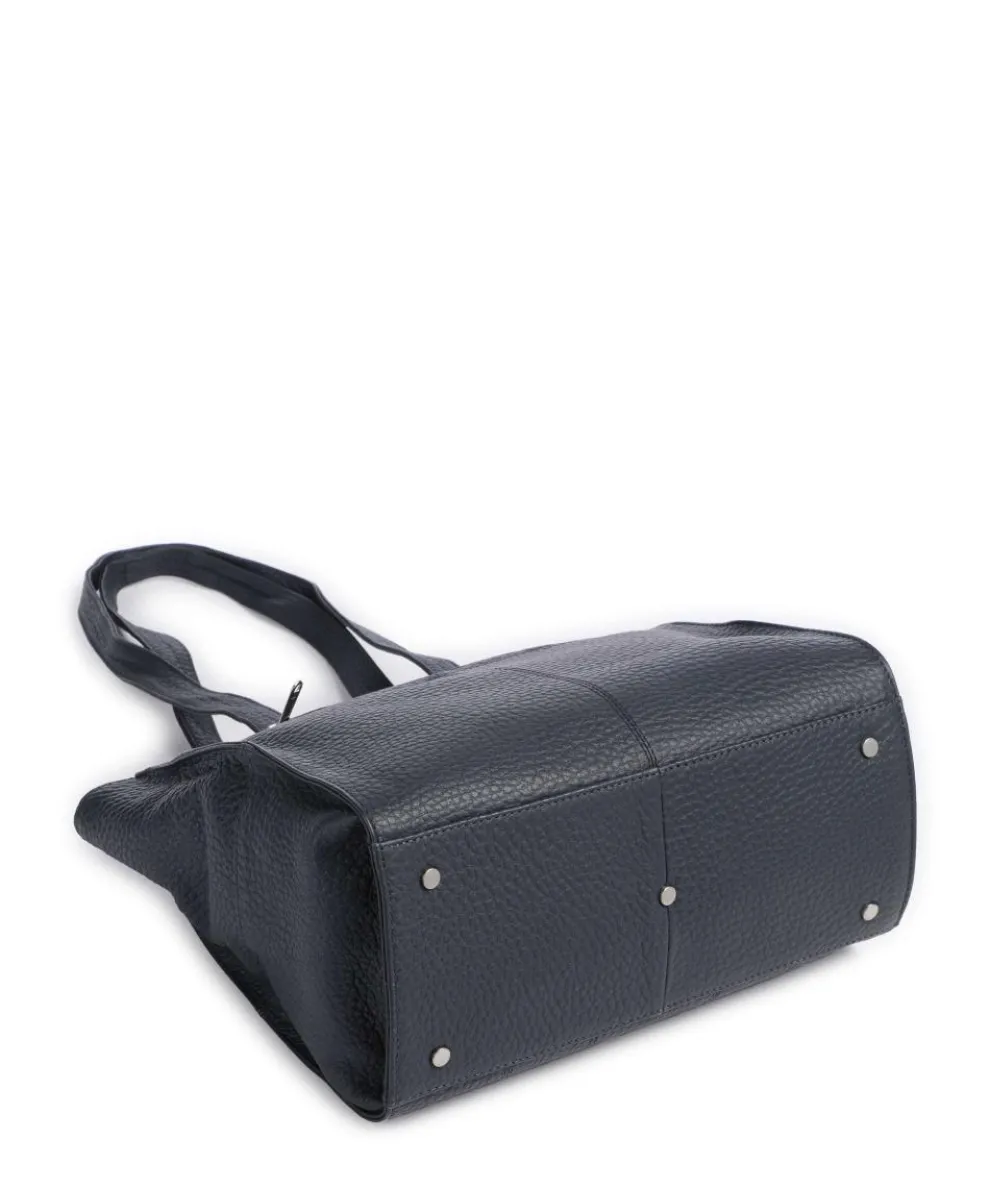 Hirsch Mandira Schultertasche genarbtes Leder graublau